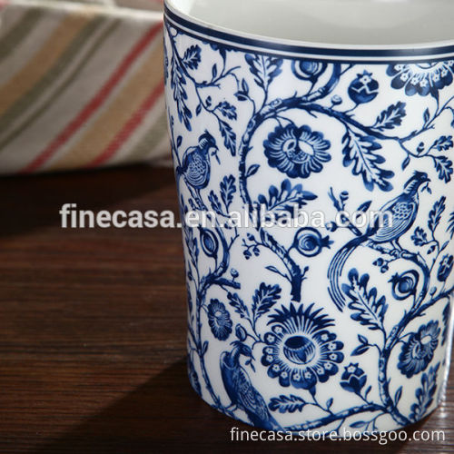 Elegant Fine New Bone China Blue Ceramic Pen Holder of Blue Dream Made in China